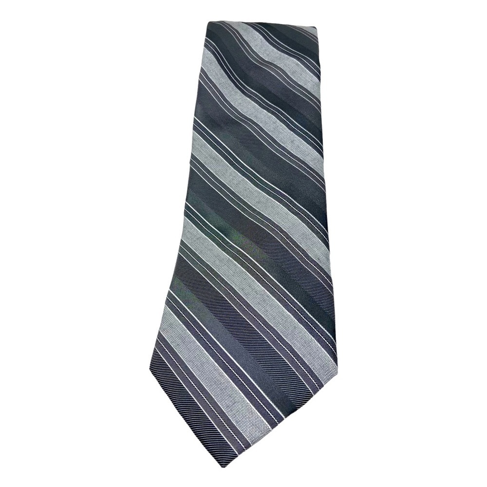 Calvin Klein Gray and Silver Stripe Necktie